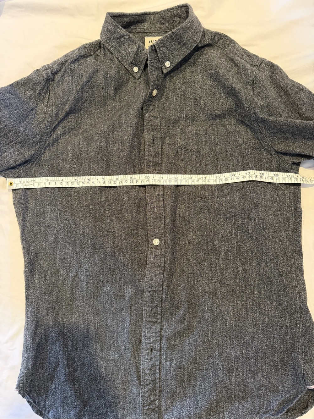 Flint & Tinder Chambray Selvedge Work Shirt Gray Button-Down - Picture 3 of 4